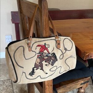 Vintage El Paso 🤠Saddle Blankets Bucking Bronco Rodeo Cowboy Southwestern Tote